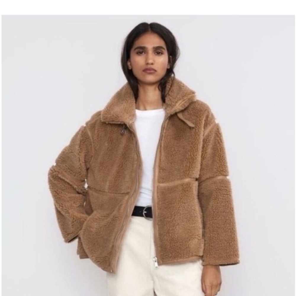 Zara Women's Brown Teddy Jacket